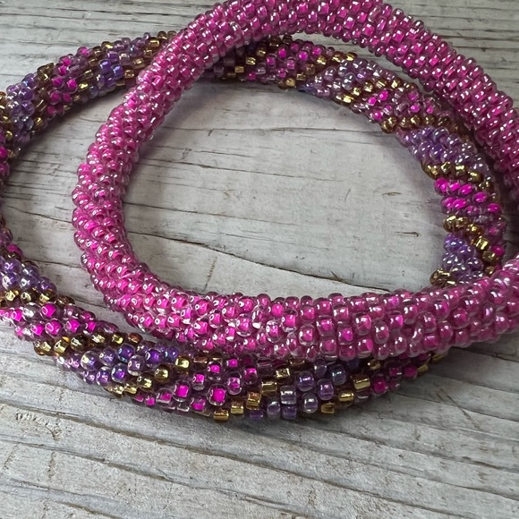 Roll on bracelets! Set of two. Pink, purple,gold. Lovely! New without tags. 😍 - Picture 1 of 5